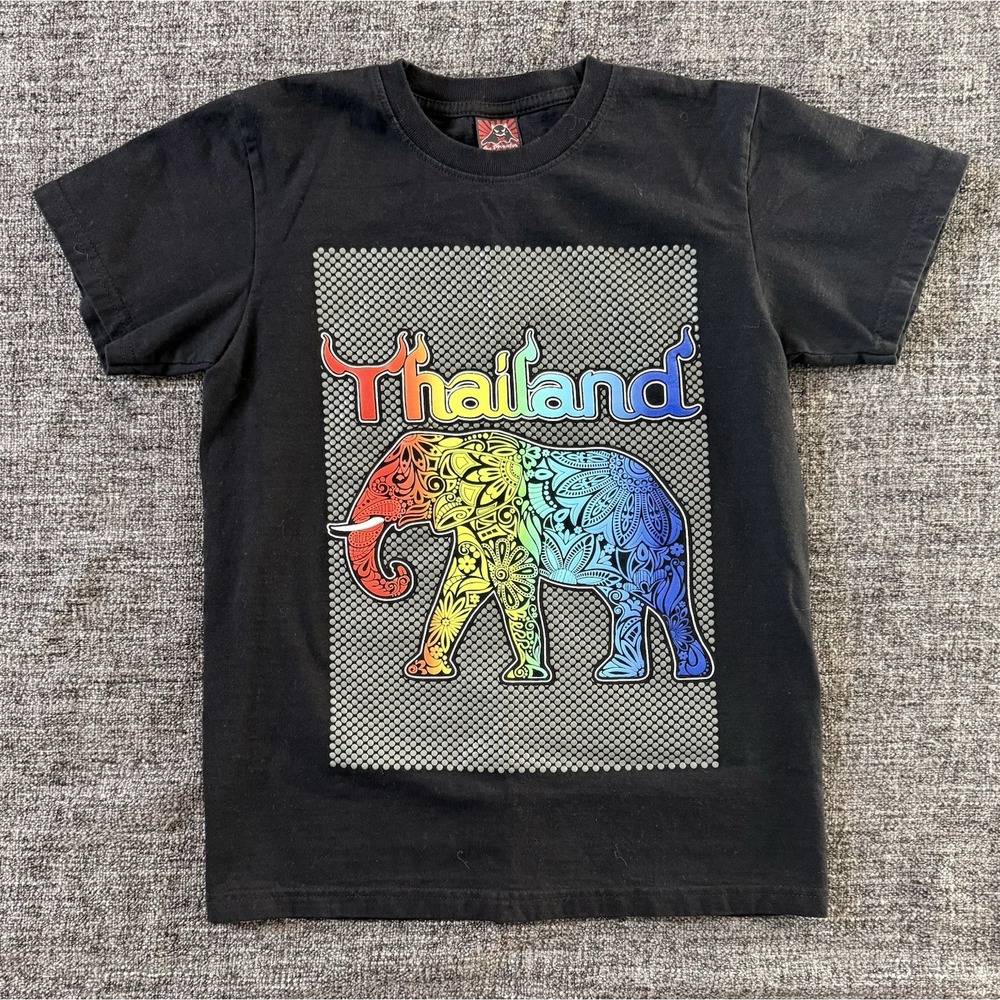Thailand Elephant Graphic T Shirt Black Small Tourist Tee Unisex